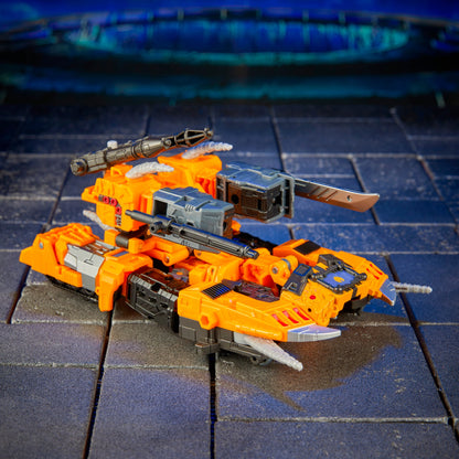 Herald of Unicron Age of the Primes Leader Class Figure — Tank Mode Rear Three-Quarter View