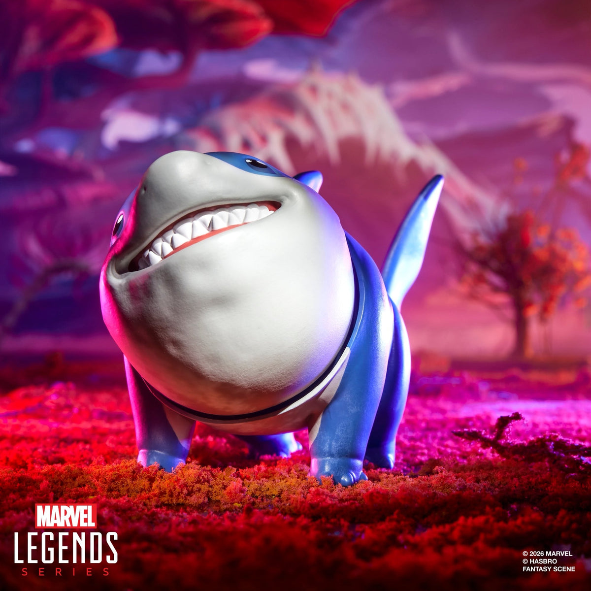 Jeff the Land Shark Marvel Legends Figure — Alternate Swallowed Beast Head Sculpt Front View