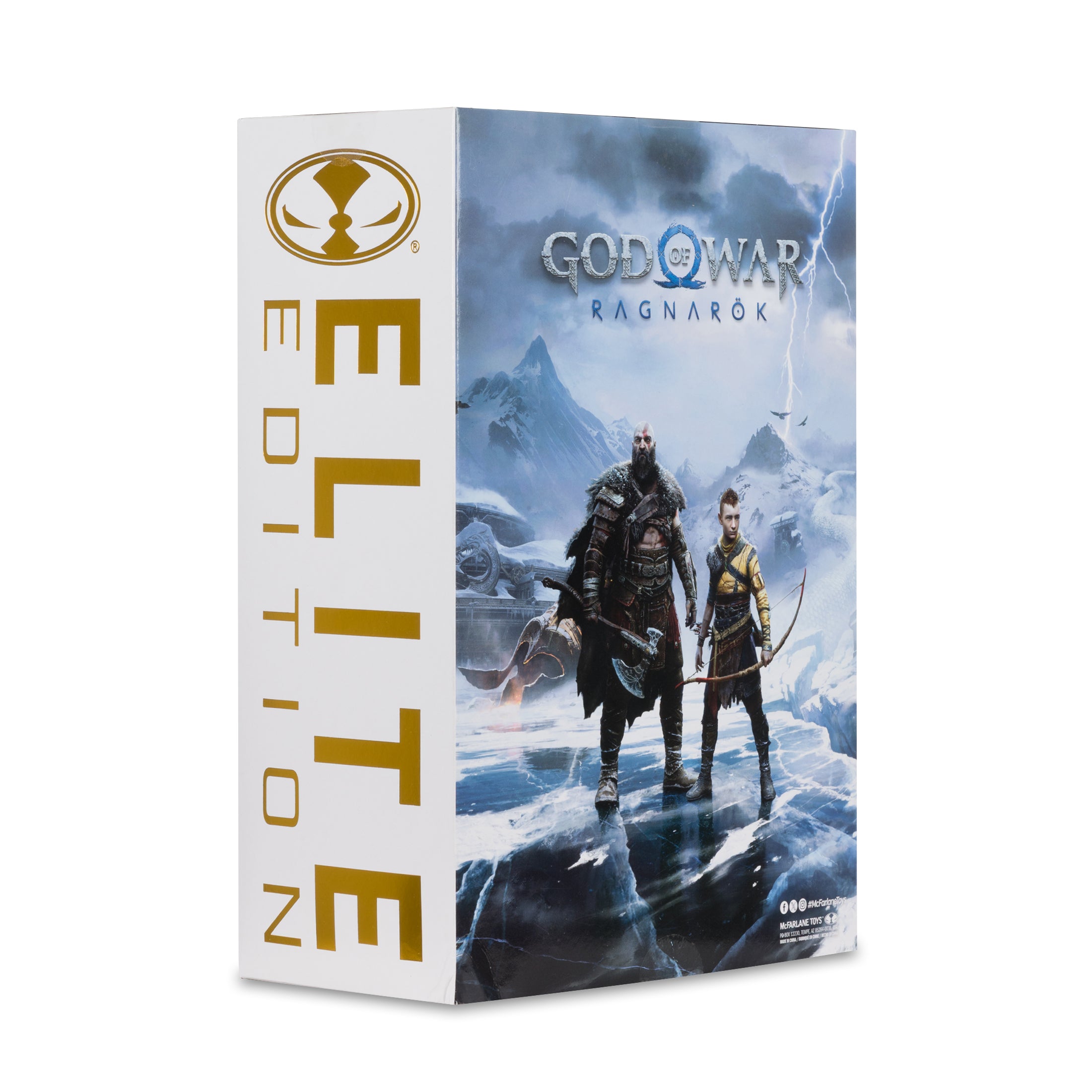 Kratos Ares Armor God of War Ragnarok McFarlane Elite Edition 7-Inch Figure — Box Art Close-Up Showing Elite Edition Outer Packaging