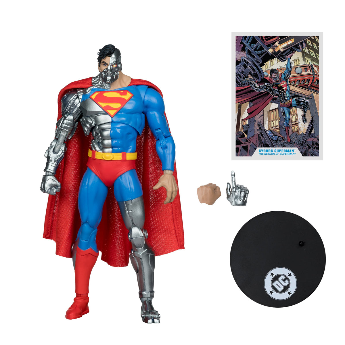Cyborg Superman DC Multiverse 7-Inch Action Figure — Accessories Included with Alternate Hands, Collector Card, and Display Stand