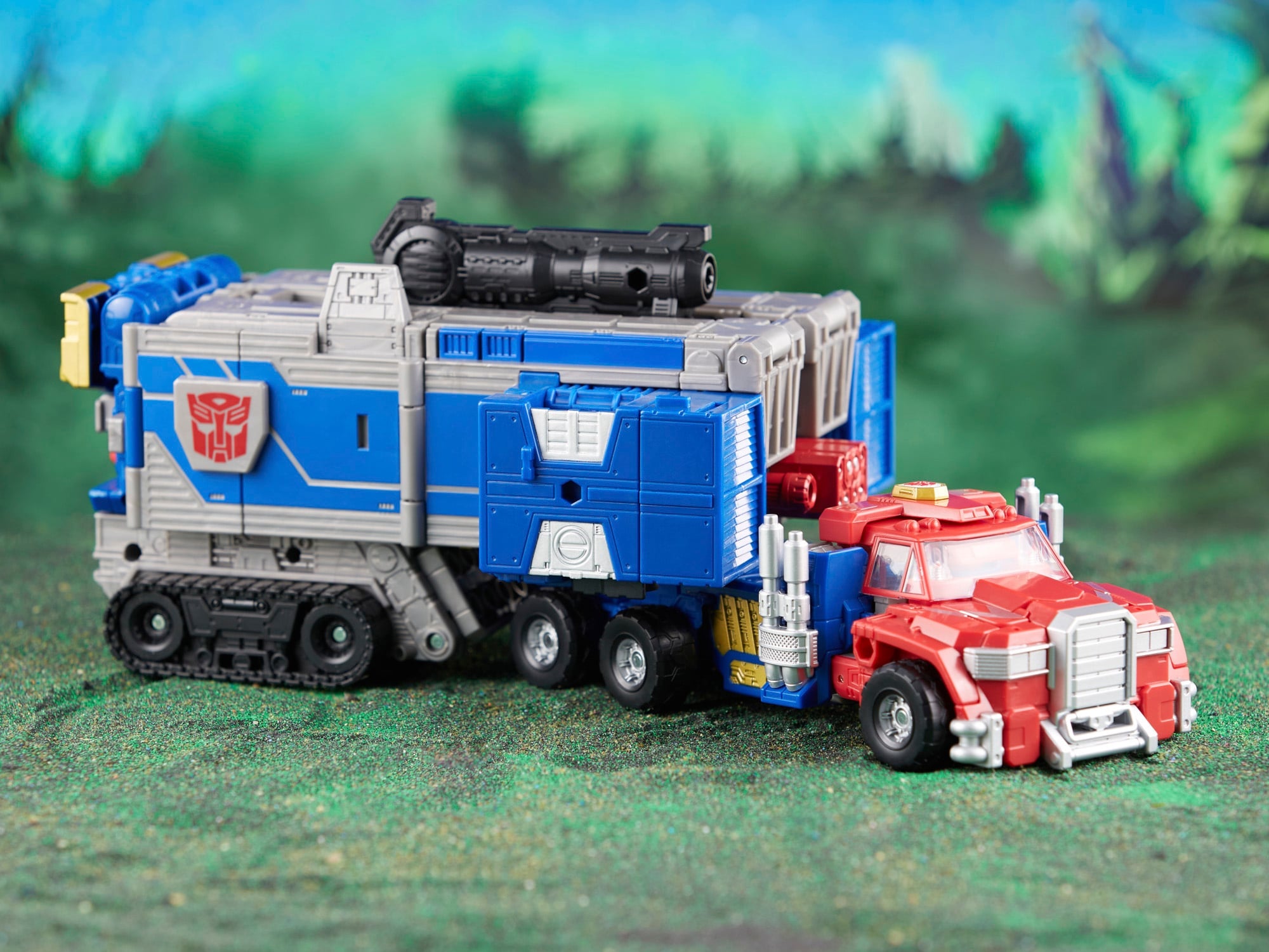 Armada Universe Optimus Prime Legacy Evolution Commander — Truck Mode with Trailer Side View Low Angle
