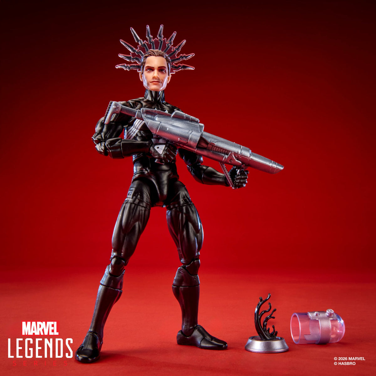 Symbiote Spider-Man Marvel Legends Maximum 6-Inch Figure — Peter Parker Head with Spidey-Sense Effect and Sonic Blaster with Trapped Symbiote Container