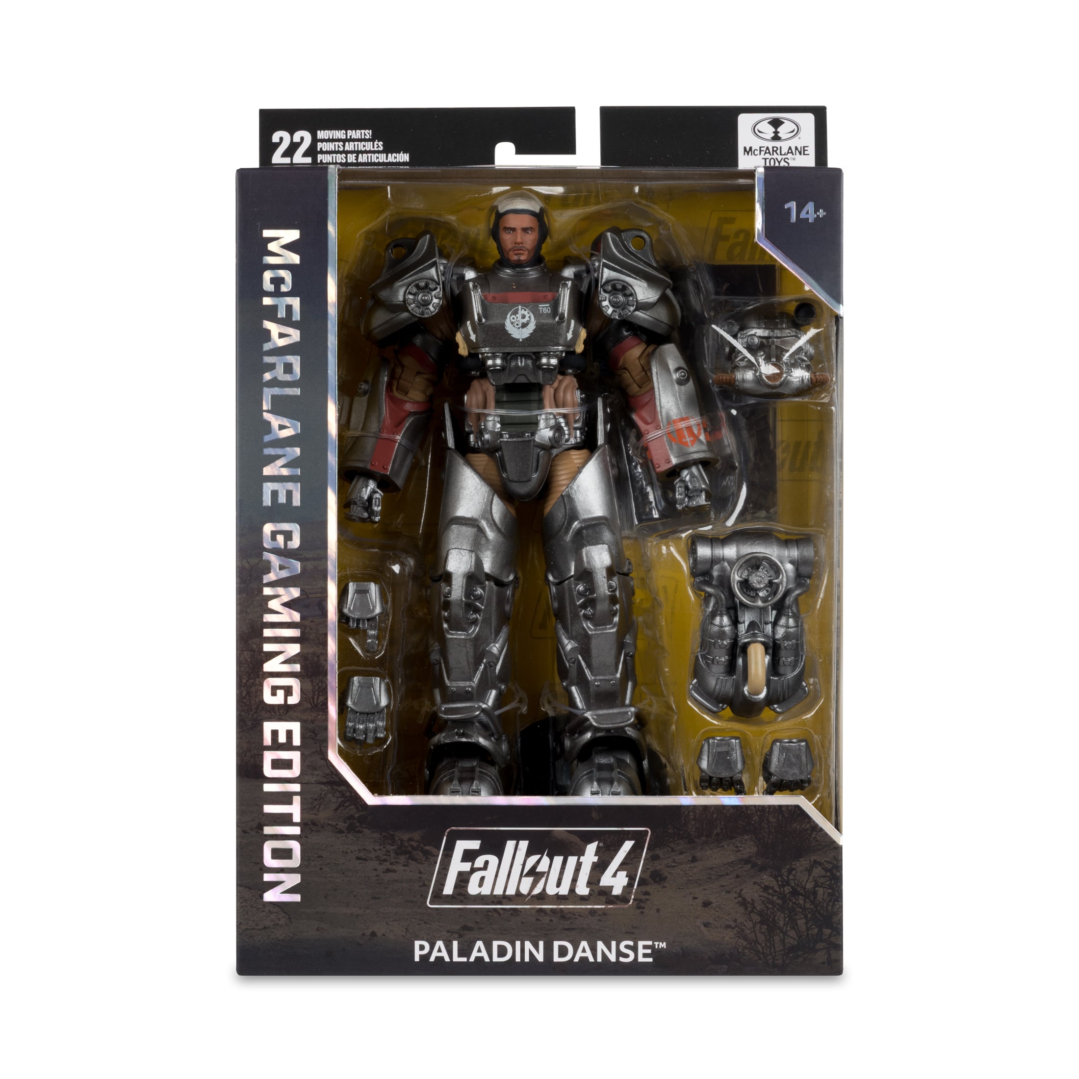 Paladin Danse Fallout 4 Gaming Edition 7-Inch Figure — Package Front View with Contents Visible