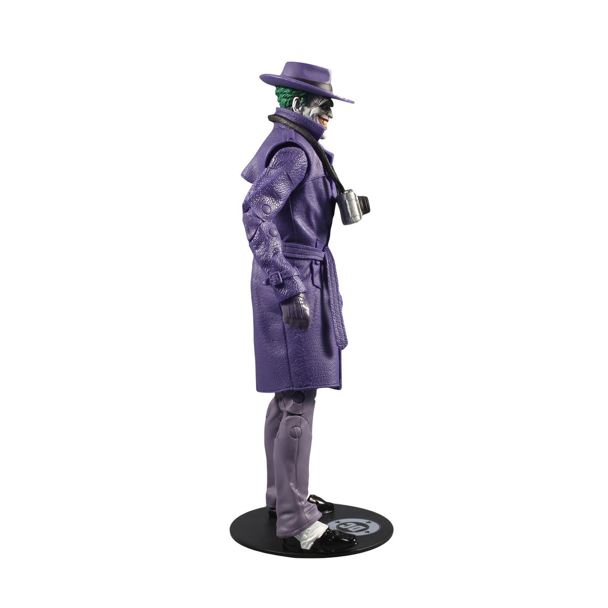 Joker The Comedian DC Multiverse 7-Inch Figure — Side View Right on DC Logo Display Base