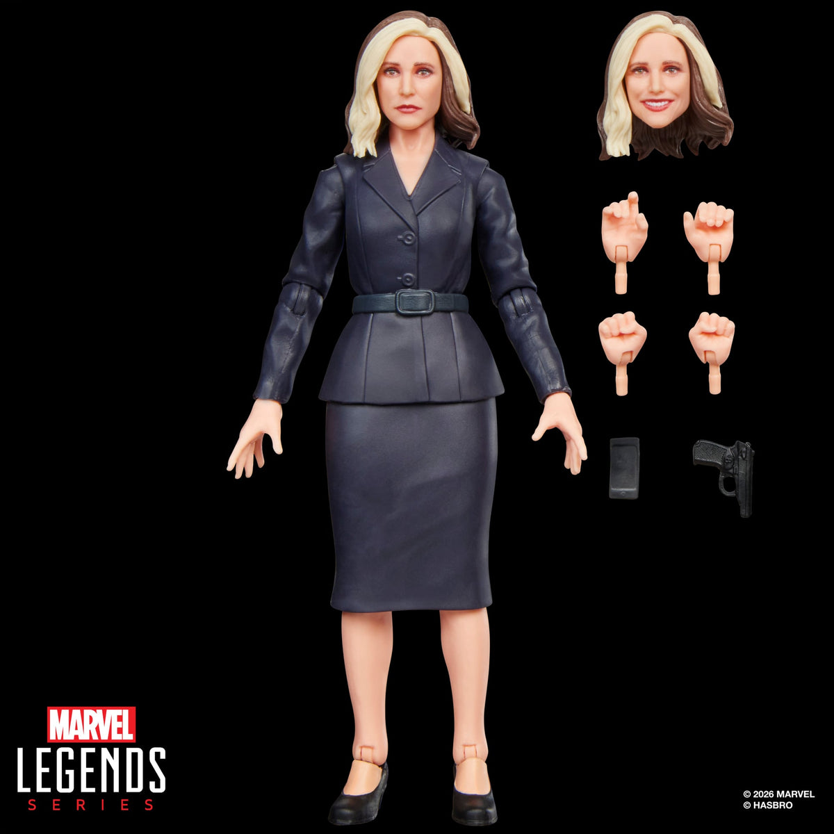Valentina Allegra de Fontaine Marvel Legends Thunderbolts 6-Inch Figure — Accessories Included with Alternate Head Hands Phone and Pistol