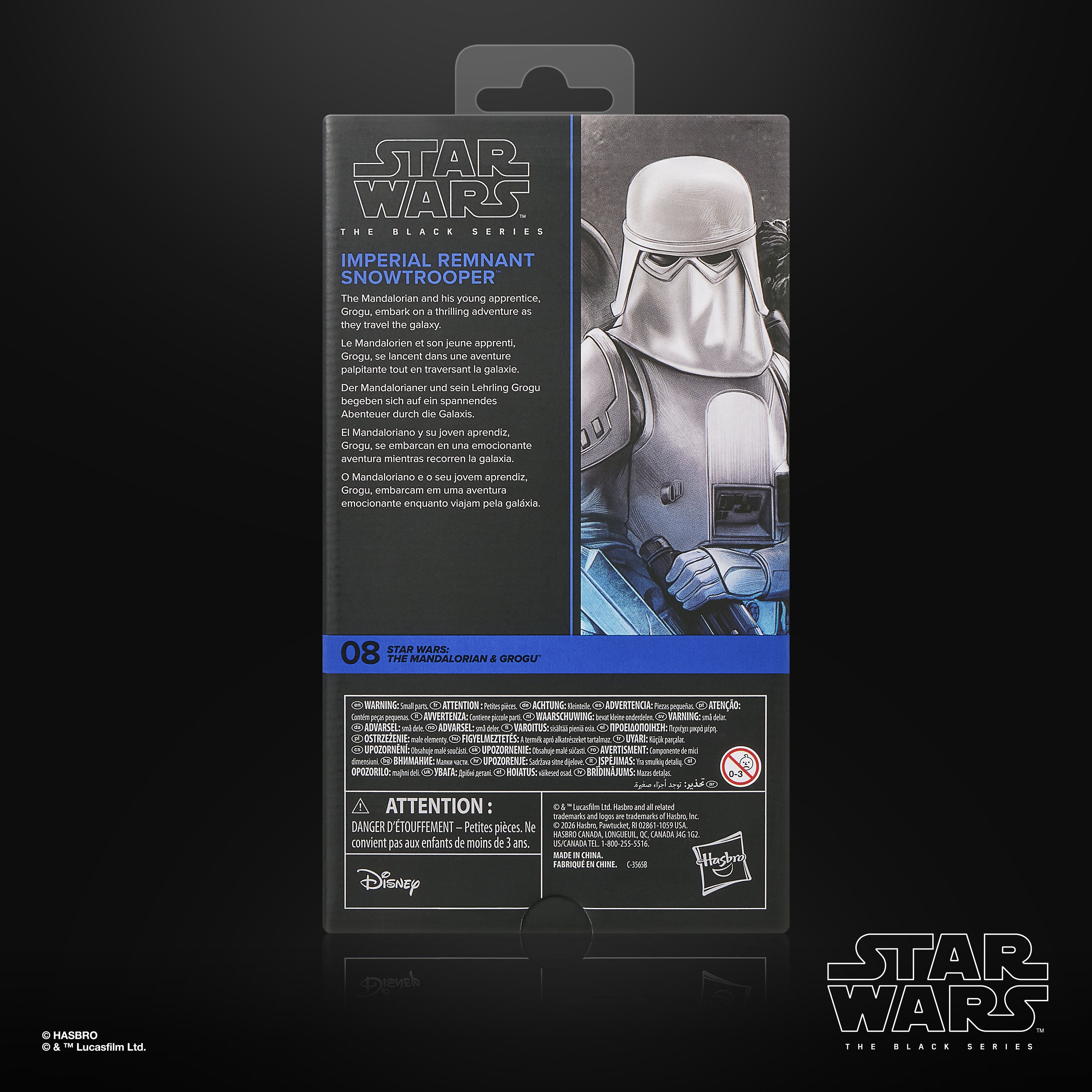 Imperial Remnant Snowtrooper Black Series 6-Inch — Box Back with Multilingual Text