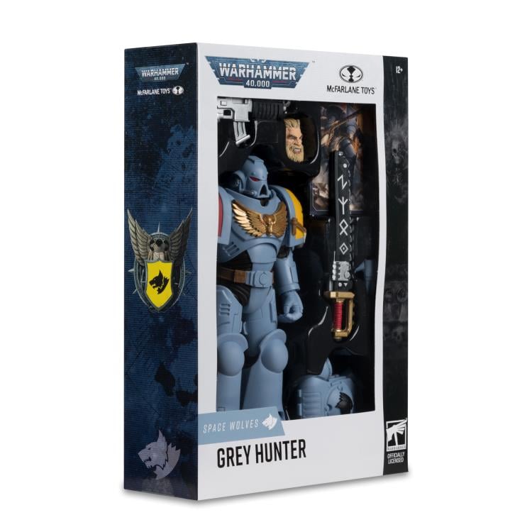 Space Wolves Grey Hunter Warhammer 40K 7-Inch Figure — Box Side View with Space Wolves Artwork