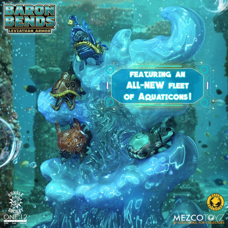 Baron Bends (Leviathan Armor) Rumble Society One:12 Collective 6-Inch — All-New Aquaticons Fleet Display in Underwater Diorama