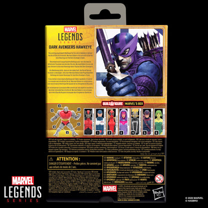 Dark Avengers Hawkeye Marvel Legends 6-Inch Figure — Box Back View Showing BAF Lineup and Wave Details