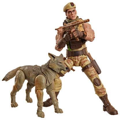 Dusty & Coyote Sandstorm G.I. Joe Classified Series 6-Inch Figure Set — Front View on White Background with Machine Gun Raised