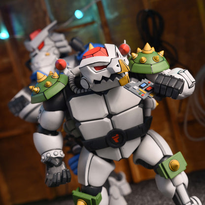 Robo Tokka & Robo Rahzar TMNT 1987 Two-Pack — Figure Detail Both Figures with Accessories in Workshop Setting