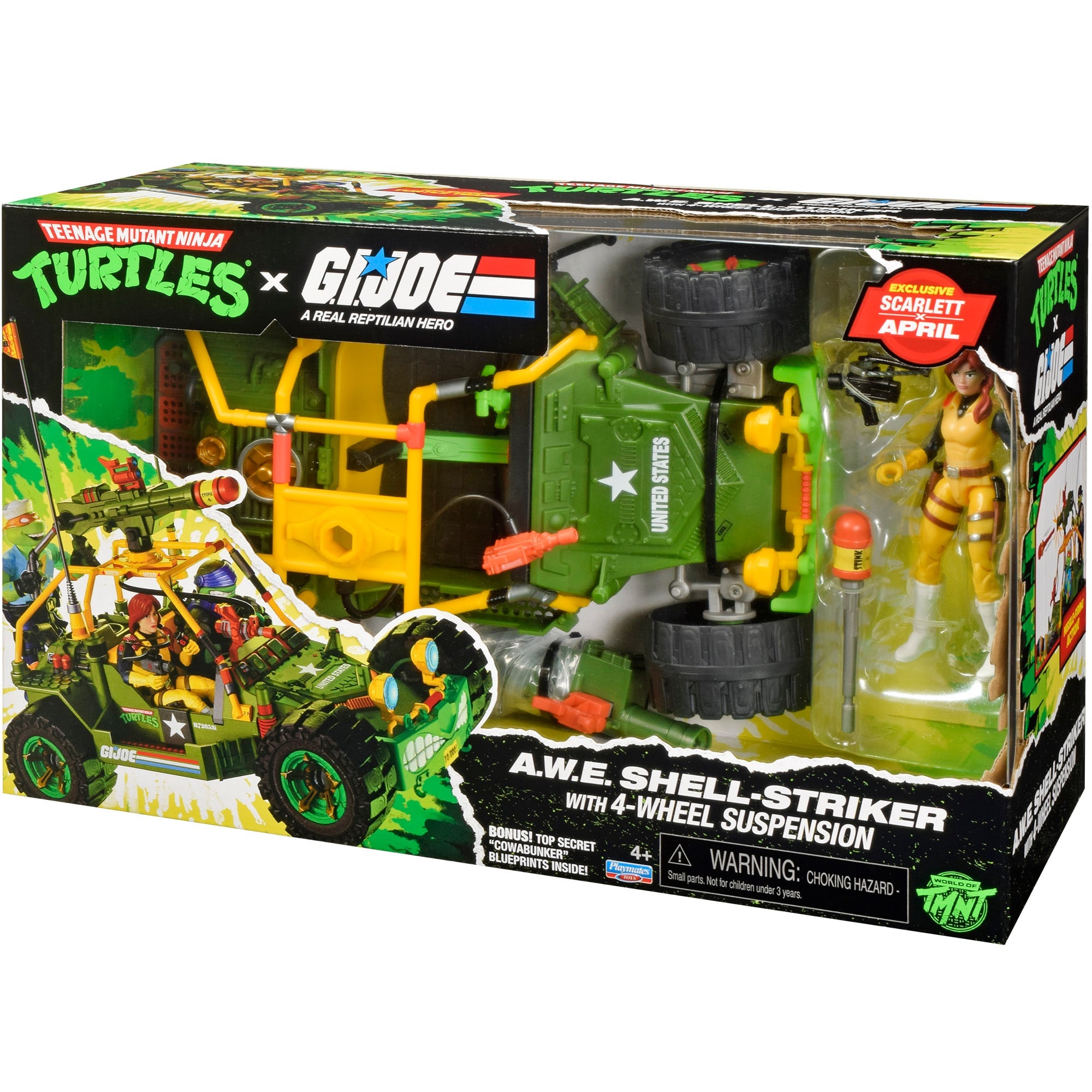 TMNT x G.I. Joe A.W.E. Shell-Striker — Package Box Front Alternate Angle Showing Vehicle Contents