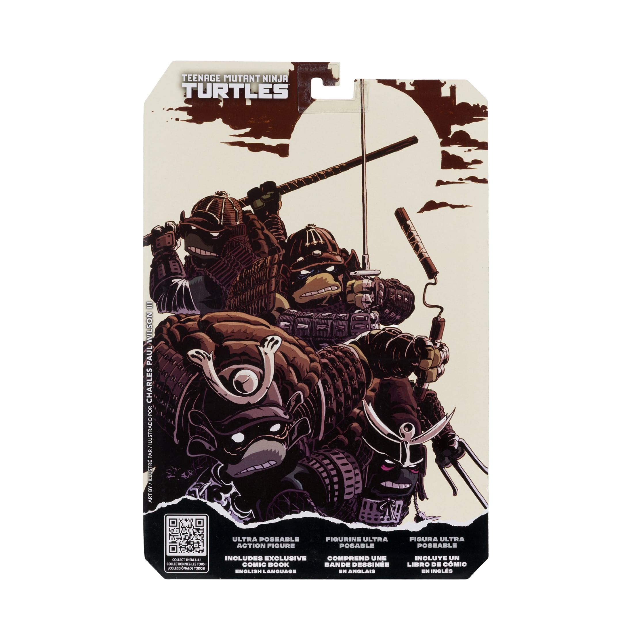Donatello TMNT Page Punchers 5-Inch Action Figure — Package Back View with Turtles in Time Artwork