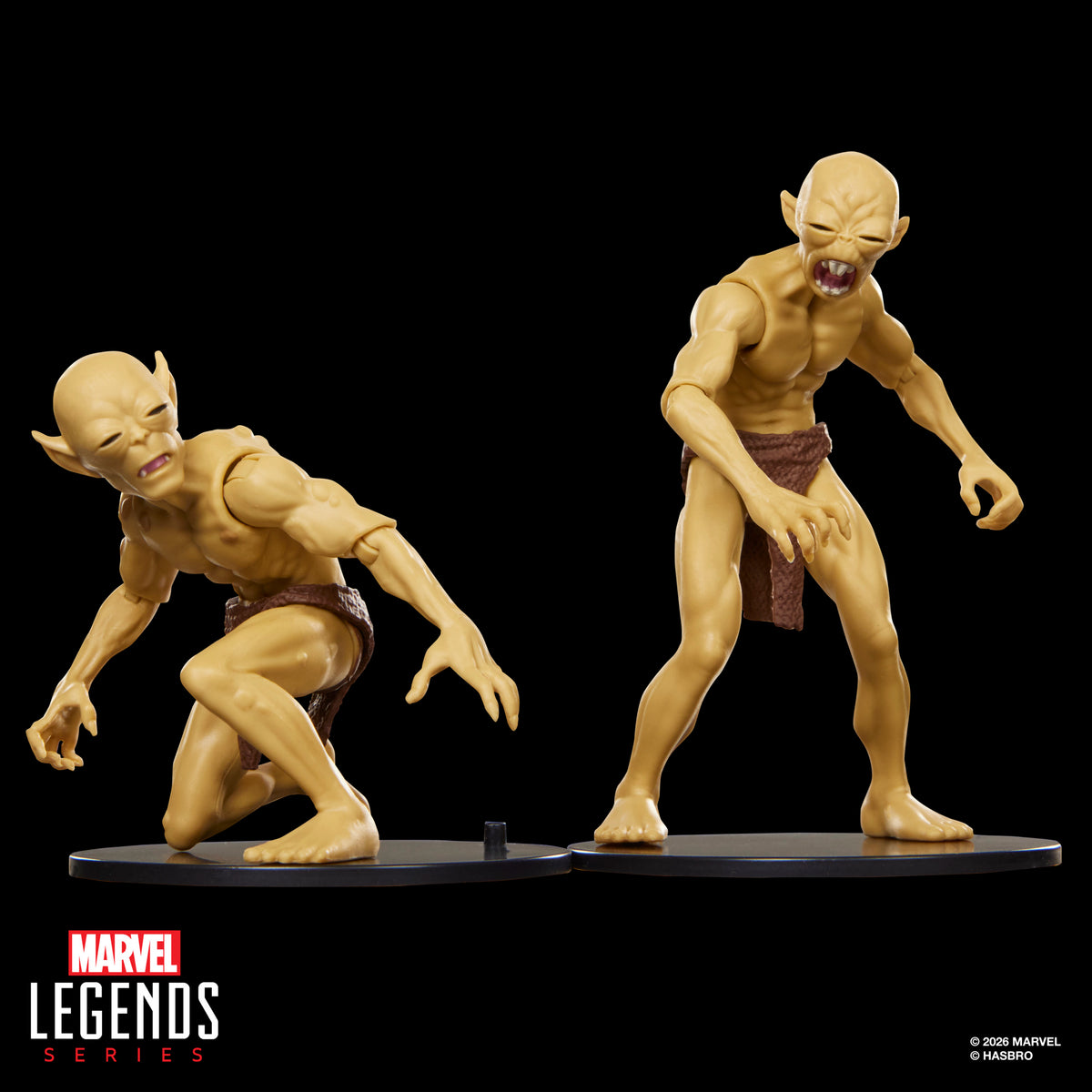 Moloids Marvel Legends — Two Figures on Display Stands Alternate Head Sculpts