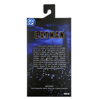 Batman 1989 NECA 8-Inch Clothed Figure — Box Back with Character Bio and Contents List