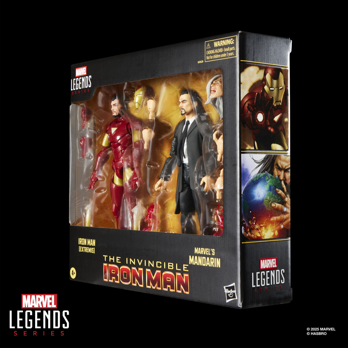 Iron Man (Extremis) & Marvel's Mandarin Marvel Legends 6-Inch Two-Pack — Side View with Comic Art Panel Detail