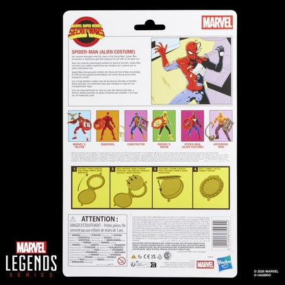 Spider-Man Alien Costume Marvel Legends Secret Wars — Card Back Wave Lineup and Story Detail