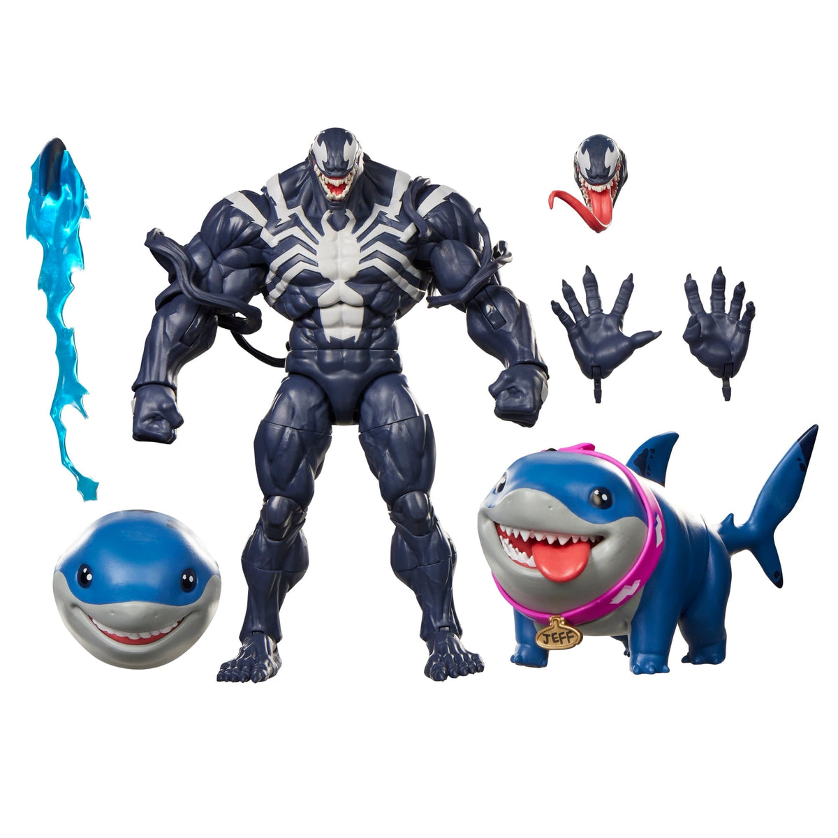 Venom and Jeff the Land Shark Marvel Legends Two-Pack — All Figures and Accessories Out of Box on White
