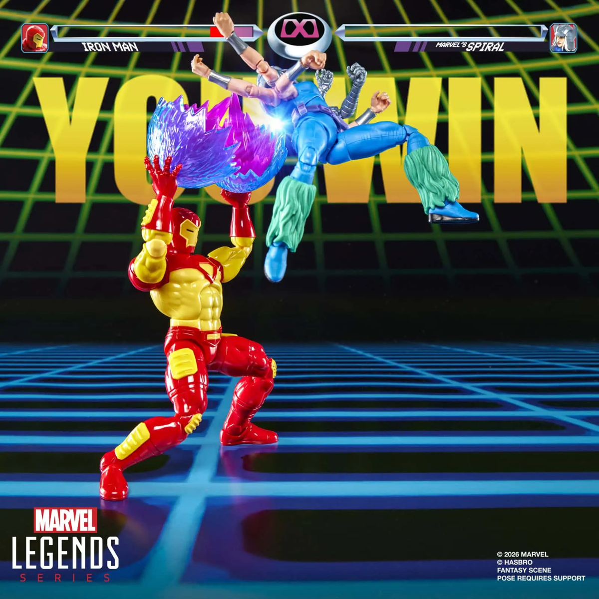 Iron Man & Marvel's Spiral Marvel Legends Gamerverse 6-Inch Two-Pack — Articulation Pose with You Win Screen and Energy Effect Accessory