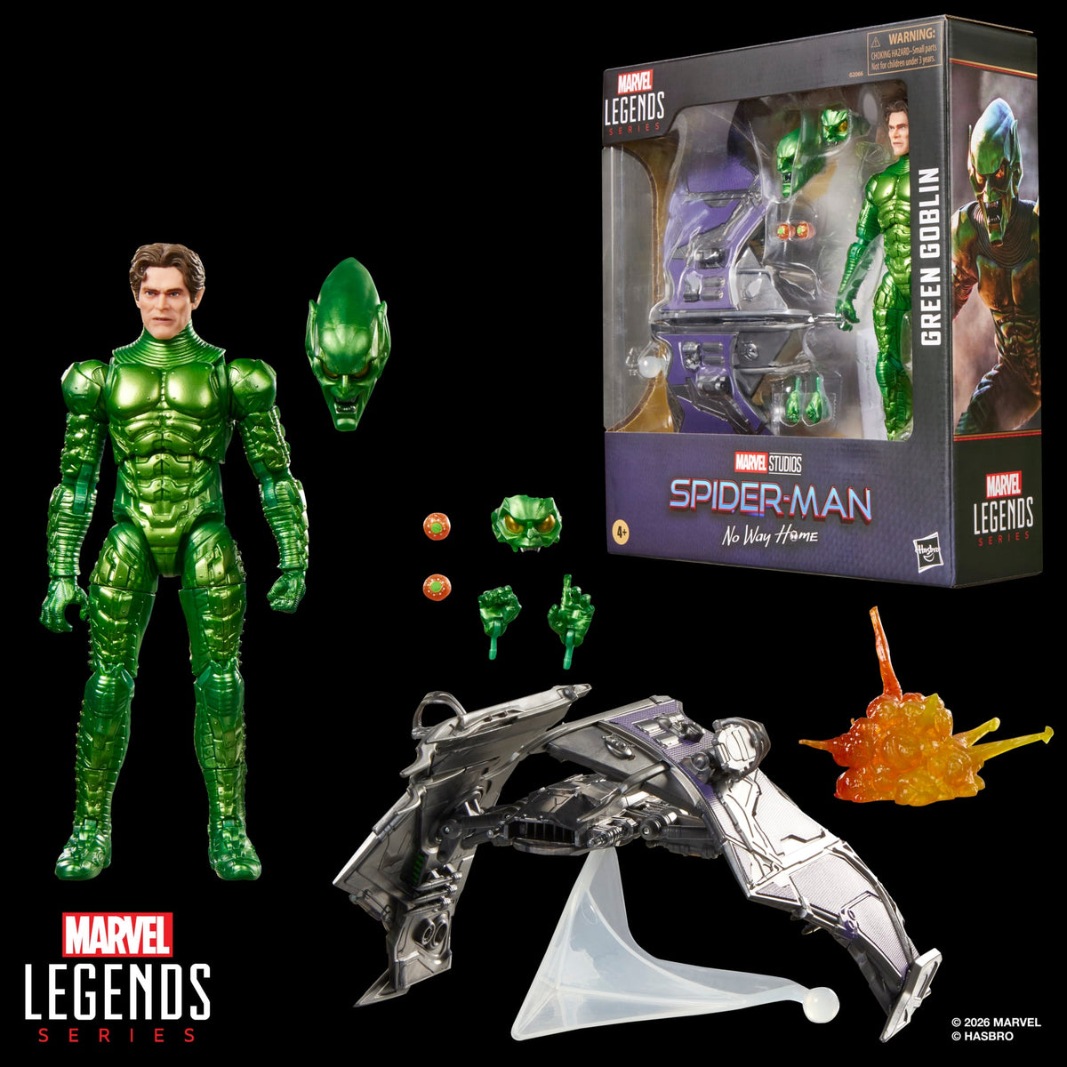 Green Goblin Marvel Legends 6-Inch — Complete Contents Display with Retail Box