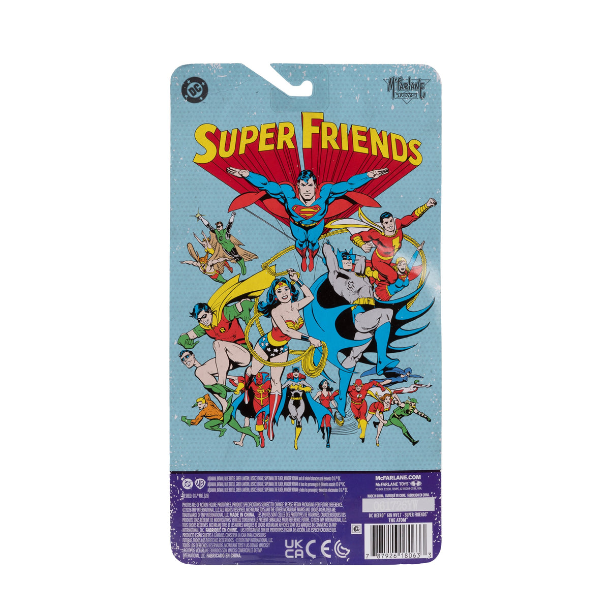 The Atom DC Retro Super Friends 6-Inch Figure — Card Back Detail