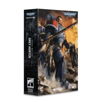 Space Wolves Grey Hunter Warhammer 40K 7-Inch Figure — Box Art Close-Up Side Panel Illustration