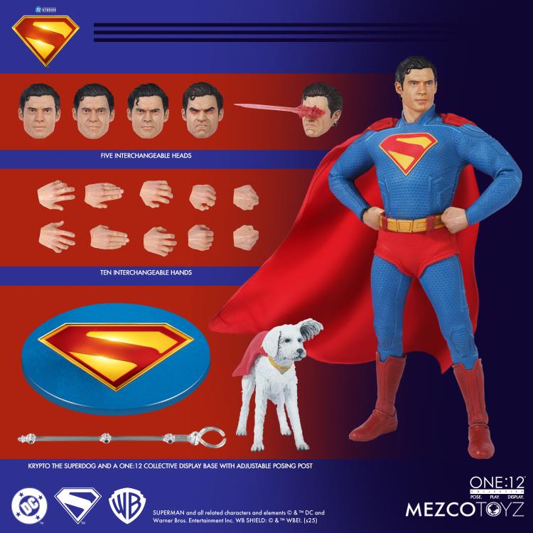 Superman 2025 One:12 Collective 1/12 Scale Figure — Full Contents Display with All Heads and Hands