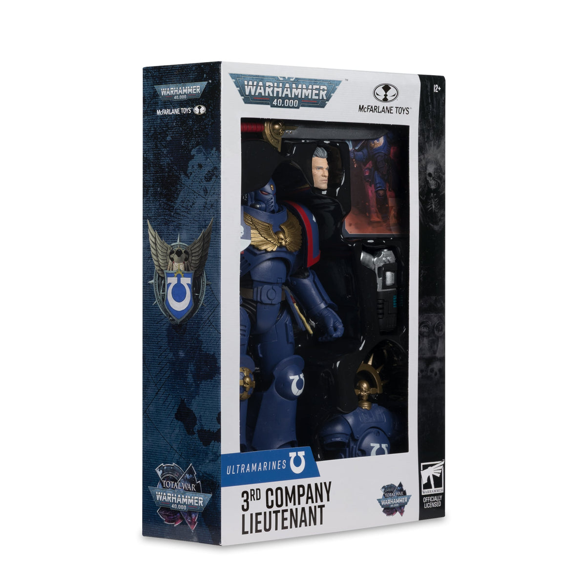 Ultramarines 3rd Company Lieutenant Warhammer 40K 7-Inch Figure — Box Side View Showing Ultramarines Crest and Branding