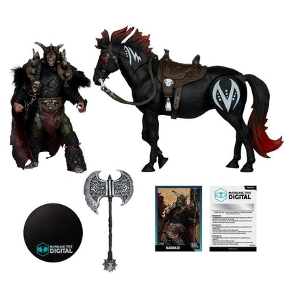Spawn Bloodaxe Dark Ages Two-Pack — Full Contents Display with Axe, Art Card, Base, and Digital Card