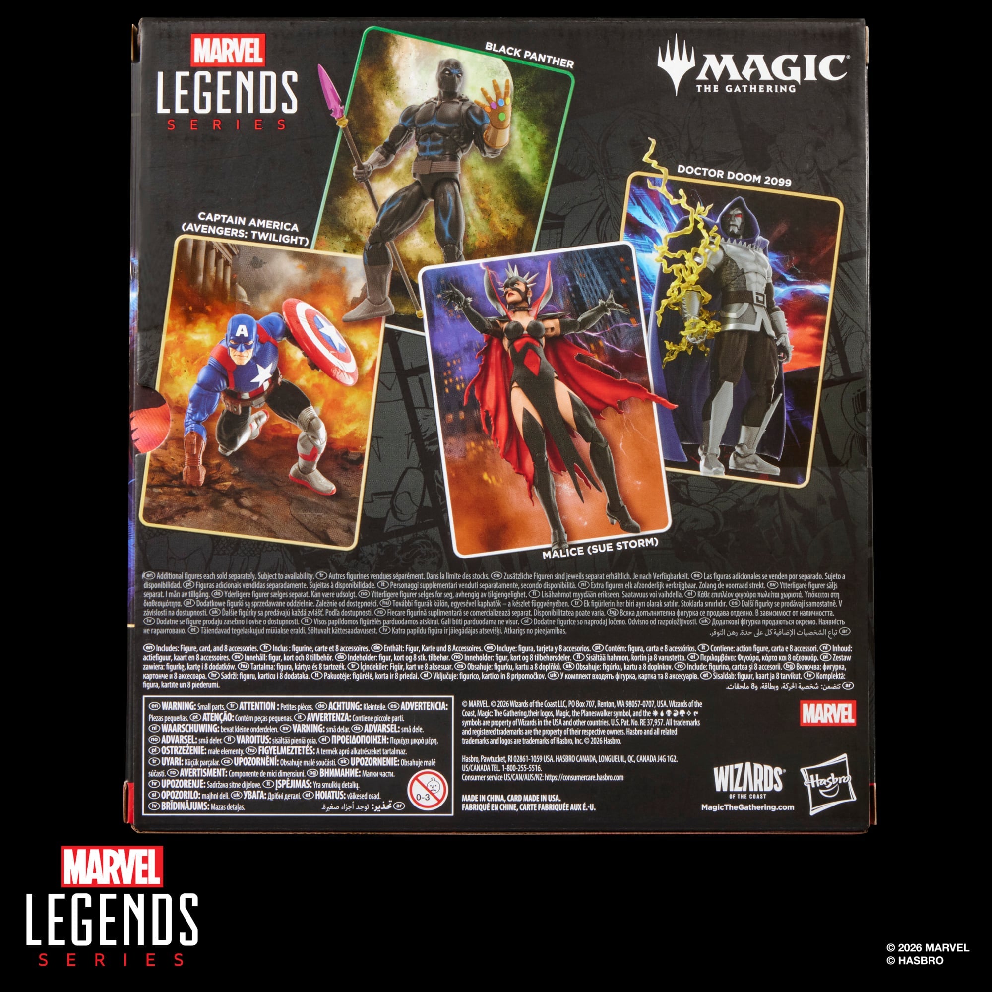 Doctor Doom 2099 Marvel Legends 6-Inch Figure — Box Back Showing Full Wave Lineup