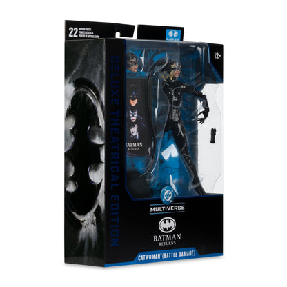 Catwoman Battle Damage DC Multiverse 7-Inch Deluxe Figure — Package Side View with Batman Logo