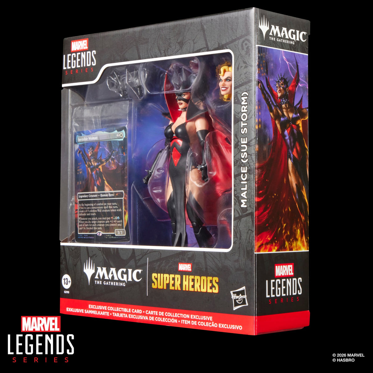Malice Sue Storm Marvel Legends 6-Inch Figure — Package Side View with Box Art