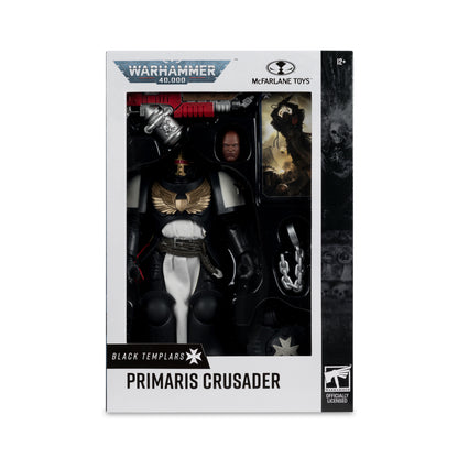 Primaris Crusader Warhammer 40,000 Black Templars 7-Inch Action Figure — Package Front with Contents Display