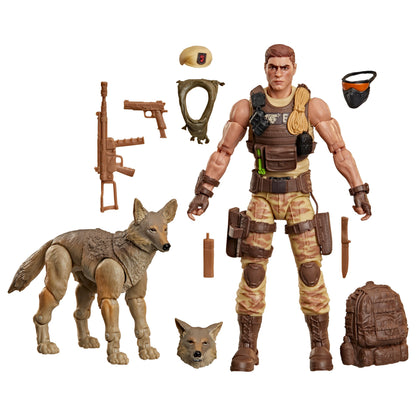 Dusty & Coyote Sandstorm G.I. Joe Classified Series 6-Inch Figure Set — Accessories Included Flat Lay with All Nine Pieces Displayed