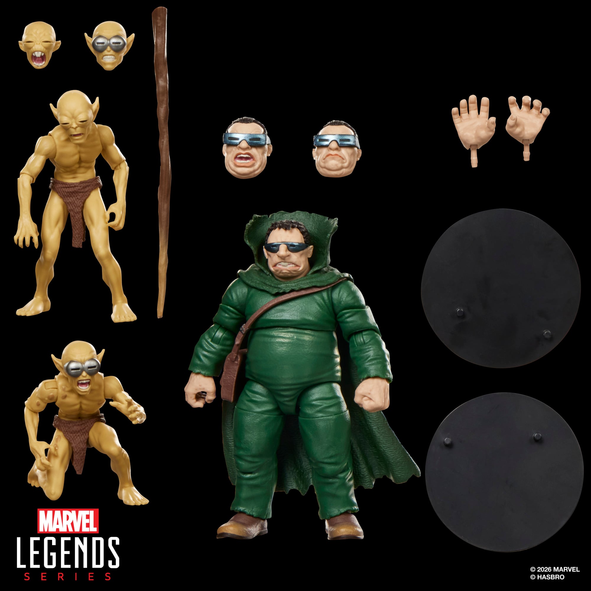 Mole Man & Moloids Marvel Legends — Full Contents Display All Accessories Laid Out