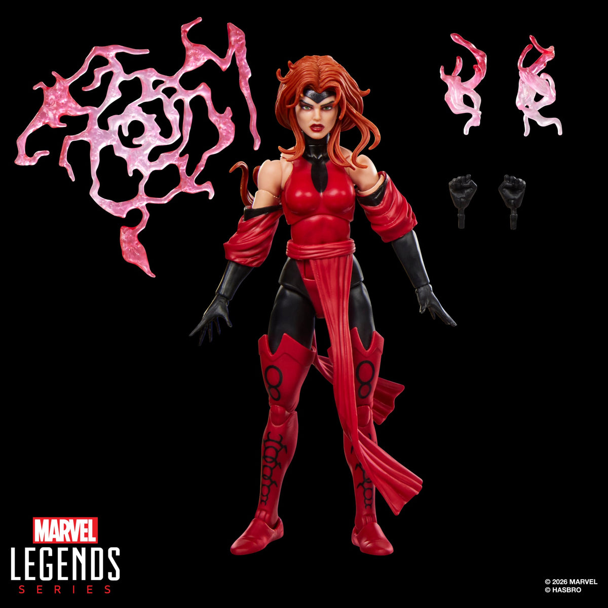 Scarlet Witch Marvel Legends 6-Inch Figure — Accessories Display with Hex Effects and Alternate Hands
