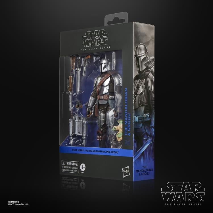 Mandalorian with Grogu Black Series 6-Inch Deluxe — Package Side View Box Art