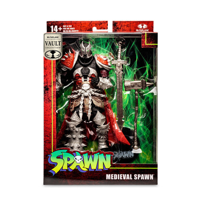 Medieval Spawn McFarlane Vault Collection 7-Inch Action Figure — Box Art Close-Up Showing Front Package with Figure and Accessories
