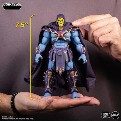 Skeletor MOTU 200X Mondo 1/12 Scale Figure — Size Reference Shot Showing 7.5-Inch Scale in Hand