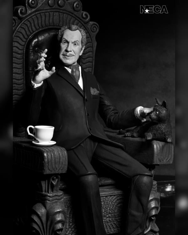 Vincent Price NECA Ultimate 7-Inch Figure — Seated in Throne Prop with Black Cat and Teacup Display