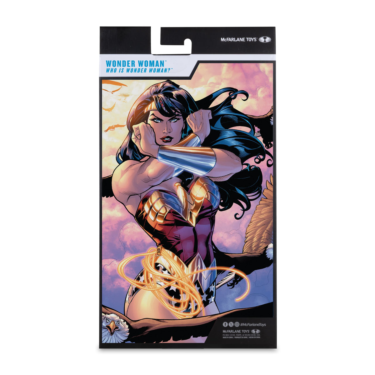 Wonder Woman (Classic) DC Multiverse 7-Inch Action Figure — Back View Package with Who Is Wonder Woman Comic Art