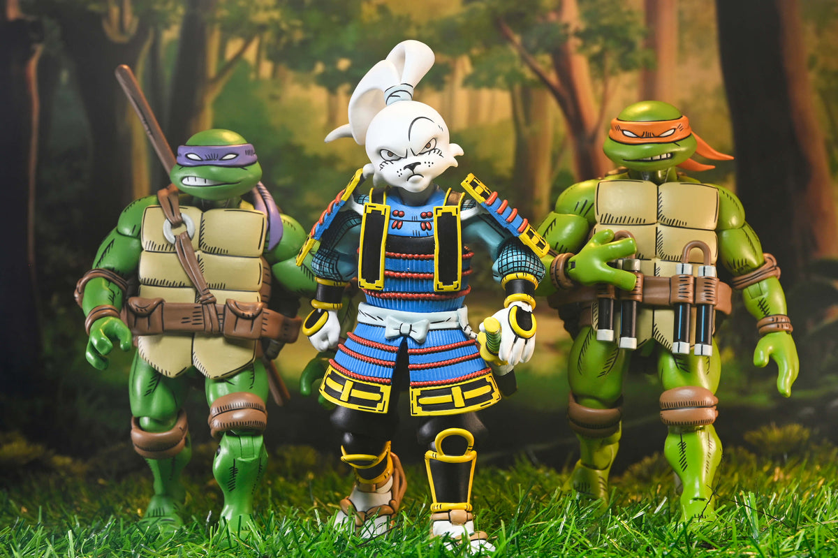 Michelangelo and Donatello TMNT x Usagi Yojimbo Figures with Usagi Yojimbo — Group Display