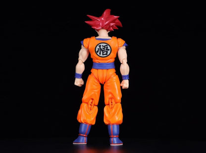Super Saiyan God Goku S.H.Figuarts 5.5-Inch Figure — Back View Three-Quarter Angle Black Background