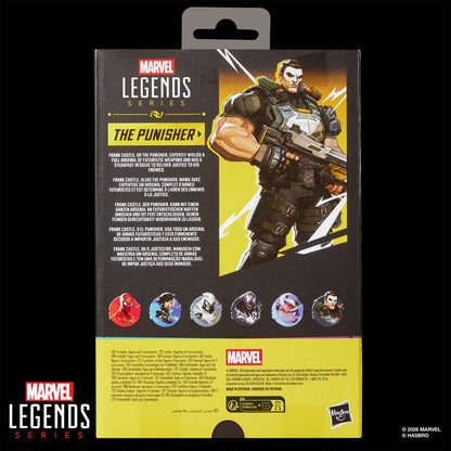 Punisher Marvel Legends 6-Inch Figure — Package Back with Character Bio and Wave Lineup