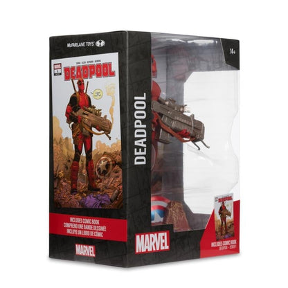 Deadpool McFarlane 1/6 Scale Figure — Retail Box Side View with Comic Book Art Panel