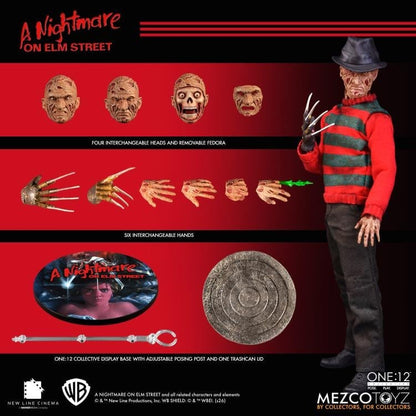 Freddy Krueger One:12 Collective 6-Inch Figure — Contents Display All Heads Hands Accessories