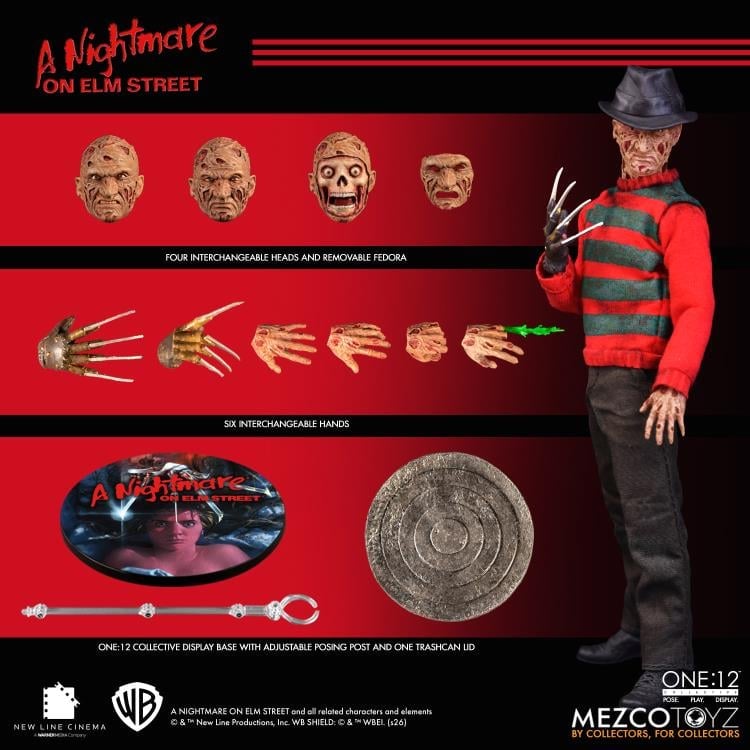 Freddy Krueger One:12 Collective 6-Inch Figure — Contents Display All Heads Hands Accessories