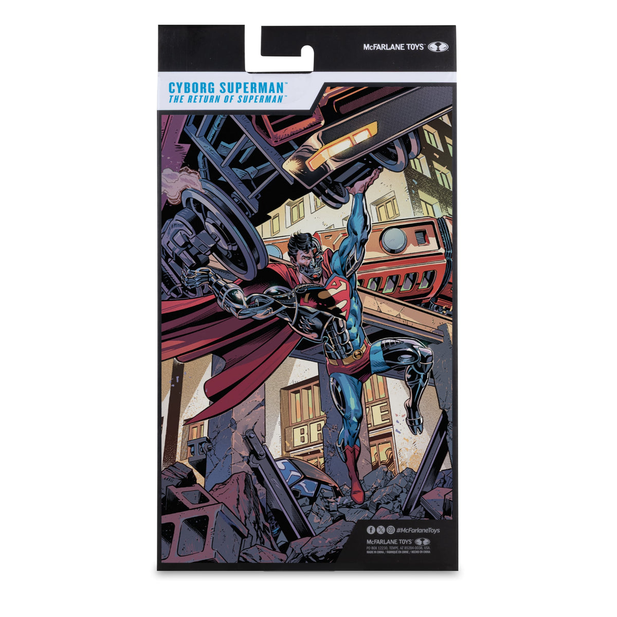 Cyborg Superman DC Multiverse 7-Inch Action Figure — Box Art Close-Up of The Return of Superman Comic Artwork on Package Back