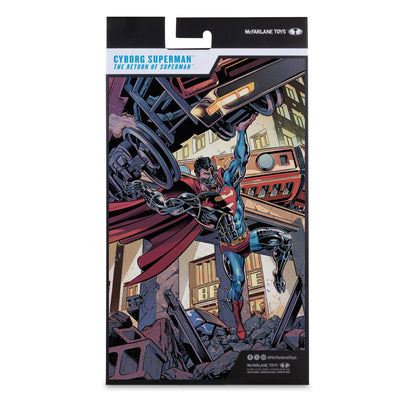 Cyborg Superman DC Multiverse 7-Inch Action Figure — Box Art Close-Up of The Return of Superman Comic Artwork on Package Back