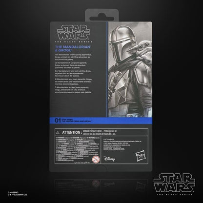 Mandalorian with Grogu Black Series 6-Inch Deluxe — Box Back with Multilingual Description